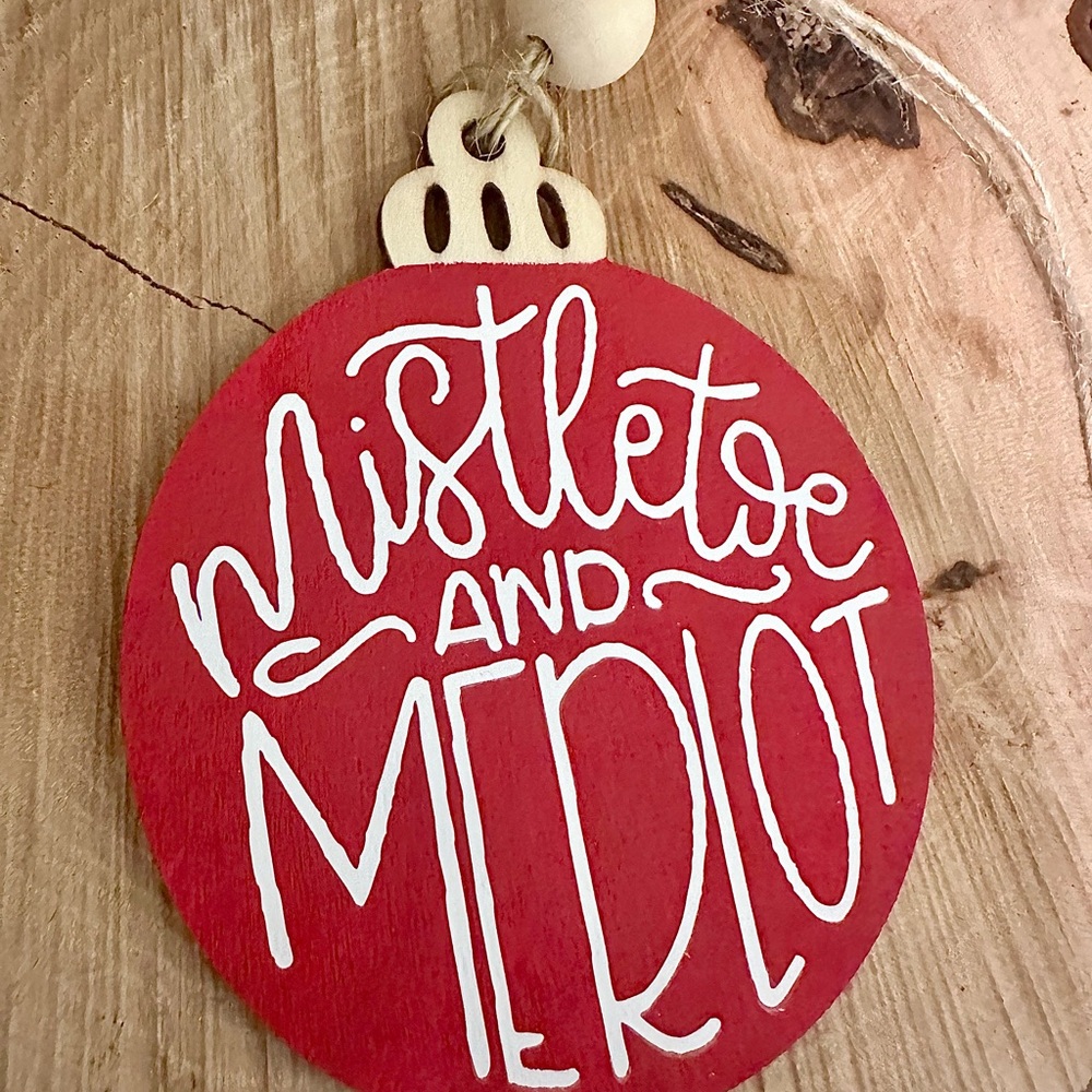 Mistletoe & Merlot Christmas Ornament